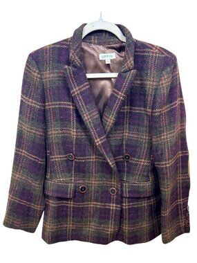 Vintage Orvis Blazer Women's S Plaid 100% Wool Suede Elbow Patches Academia